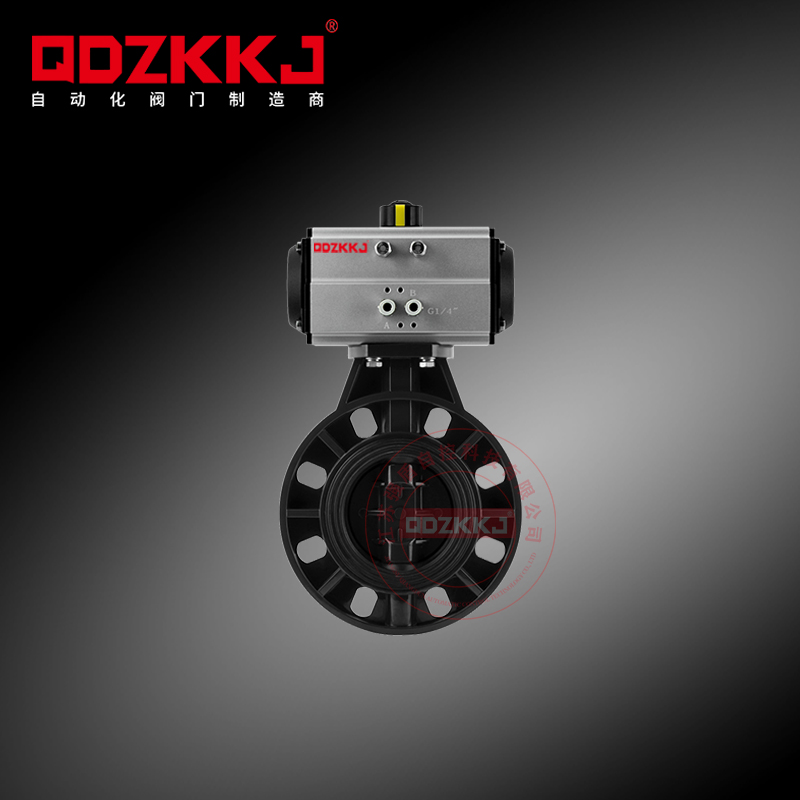 UPVC氣動對夾式蝶閥_氣動軟密封閥門